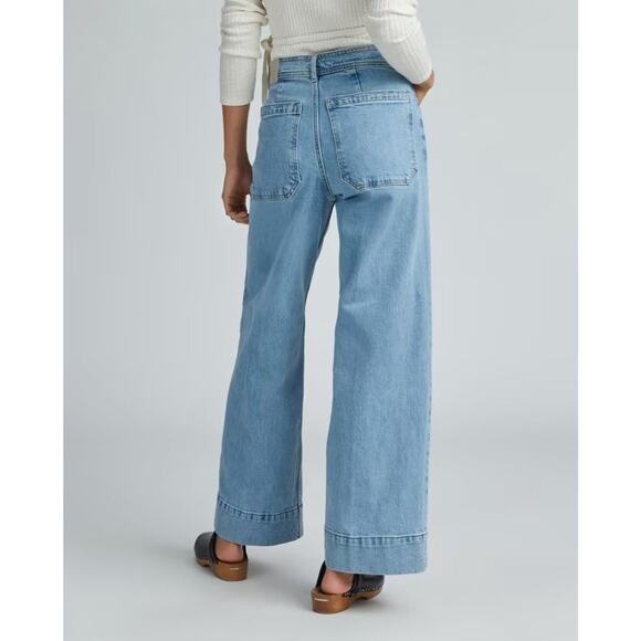 Everlane The Mariner Jean Wide Leg High Rise Light Indigo Denim 33 NWT Coastal - Picture 2 of 16